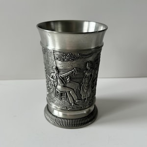 Vintage Frieling Zinn Pure Pewter German Drinking Song Shot Glass 2 inches