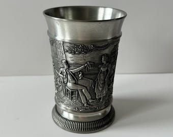 Vintage Frieling Zinn Pure Pewter German Drinking Song Shot Glass