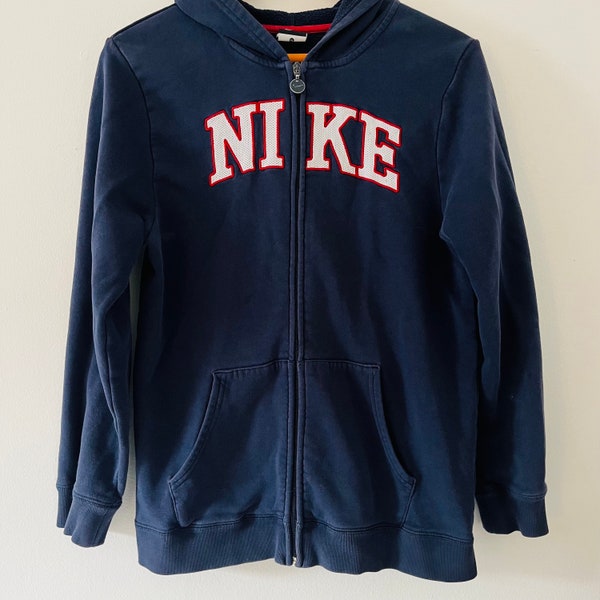 Vintage Nike Full Zip Up Kapuzenpullover mit Spell-Out-Logo Sweatshirt Hoodie Größe XL