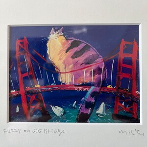 【数々のアワードを受賞】 Signed Framed Vintage Michael Bridge GG on Fuzzy Print Leu 絵画
