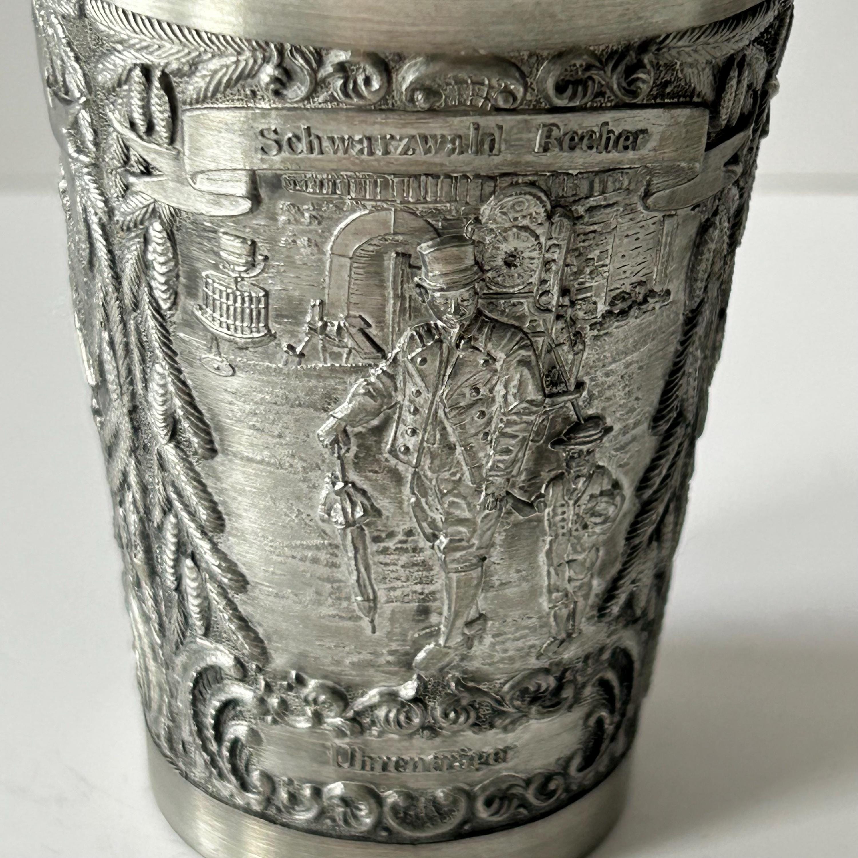 Vintage German Zinn-becker Embossed Pewter Cup Tin Wine Glass