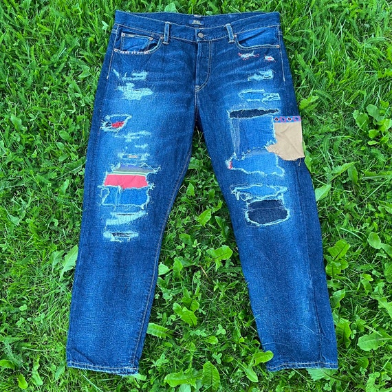 Vintage 1990's Polo Ralph Lauren Patchwork Distressed Patched