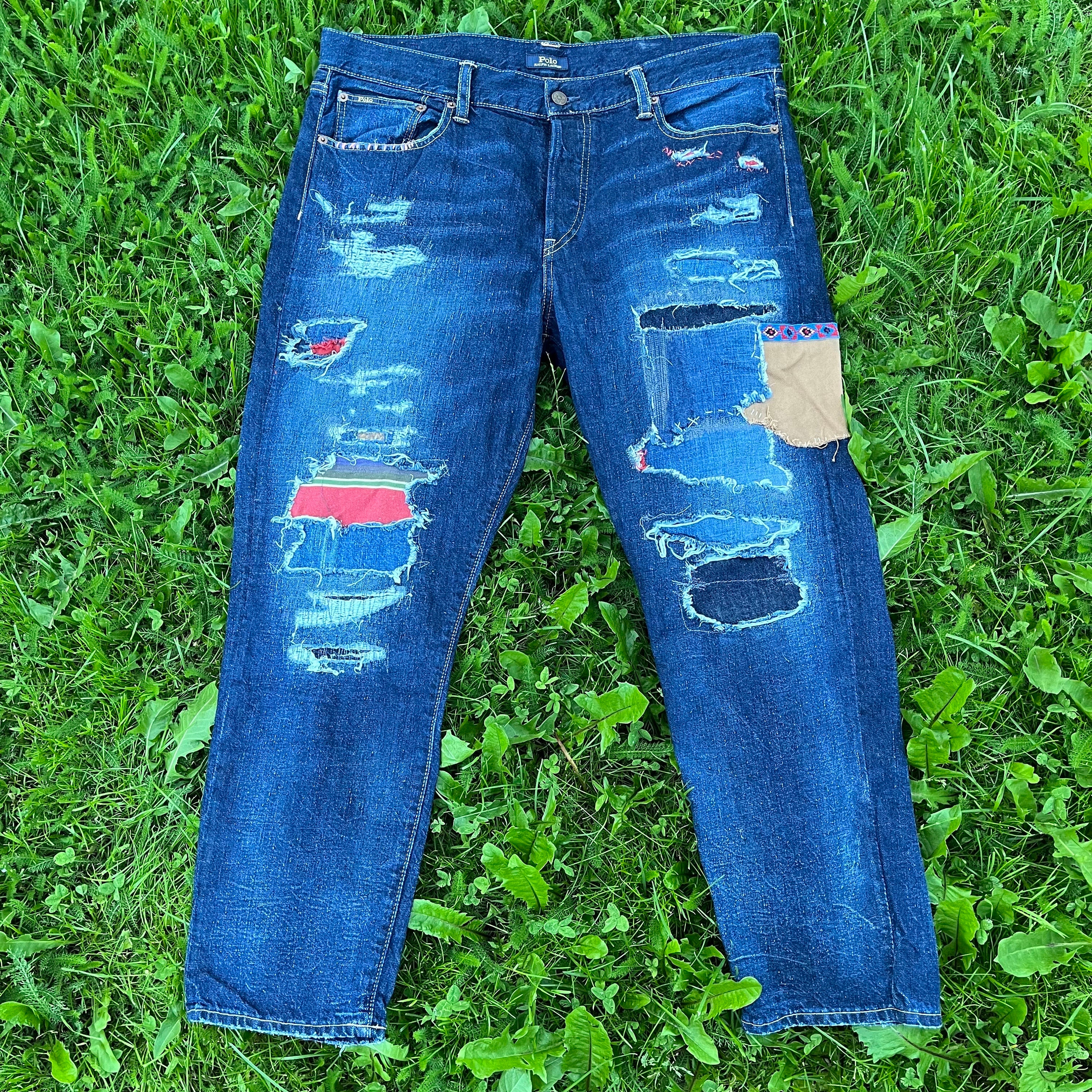 Vintage 1990's Polo Ralph Lauren Patchwork Distressed Patched
