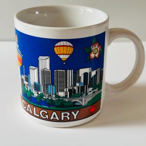 Vintage Calgary Tower Calgary Stampede Skyline Tourism Souvenir Keepsake Ceramic Coffee Cup Tea Mug