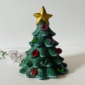 Vintage 1990&#39;s Ceramic Christmas Tree Light Up Holiday Decor Xmas Tree