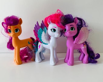 My Little Pony Set of Three Ponies Pegasus MLP 6.5 Inches Tall