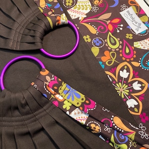 Pesadez Eslinga Cosidafunky Diseñador Partería Pesaje De honda Aves de Noruega en Espresso Brown Algodón Orgánico Sarga Partera Regalo Parto en Casa