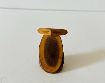 Vintage Handmade Miniature Wooden Owl Figurine Cottagecore Rustic Woodland Home Decor