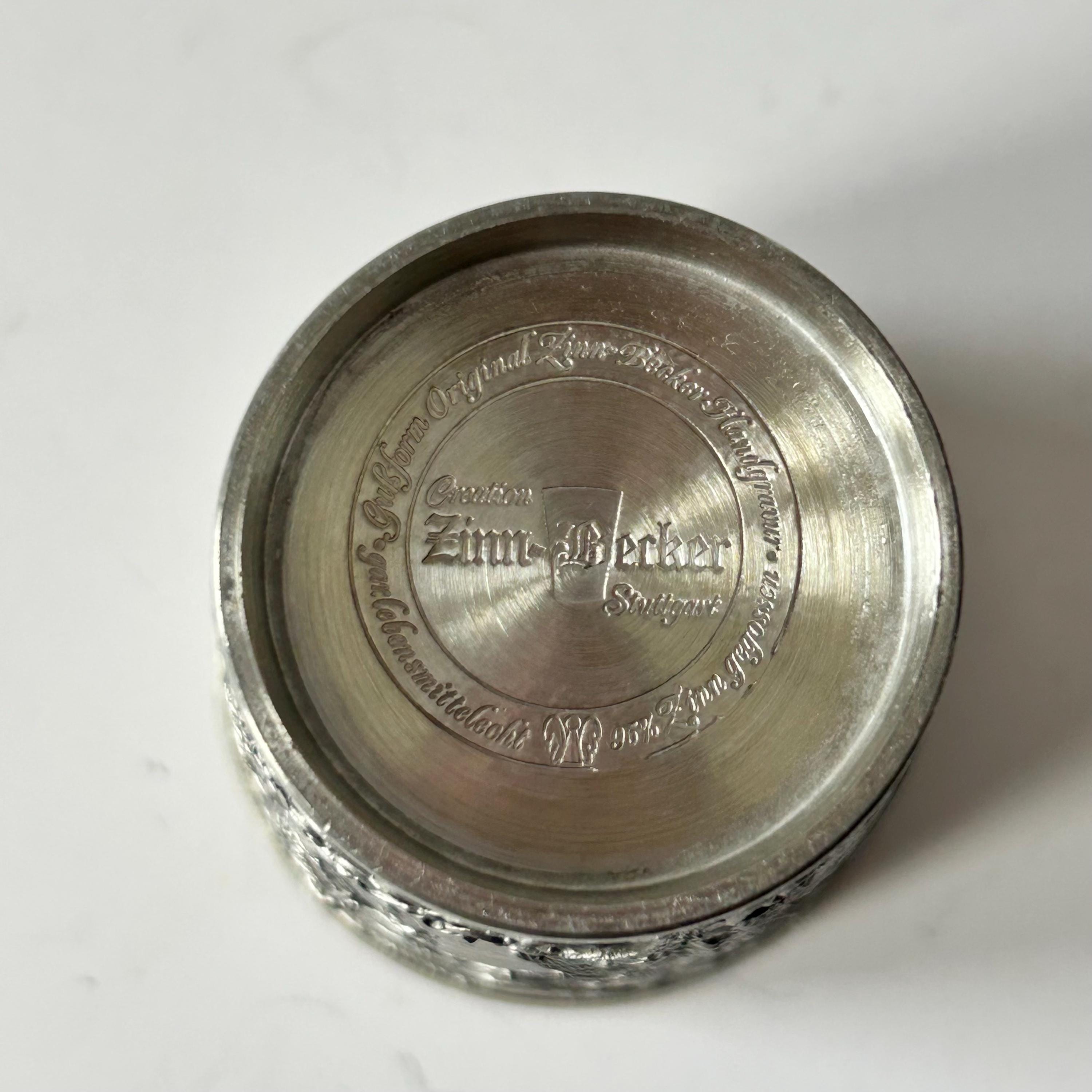 Vintage German Zinn-becker Embossed Pewter Cup Tin Wine Glass