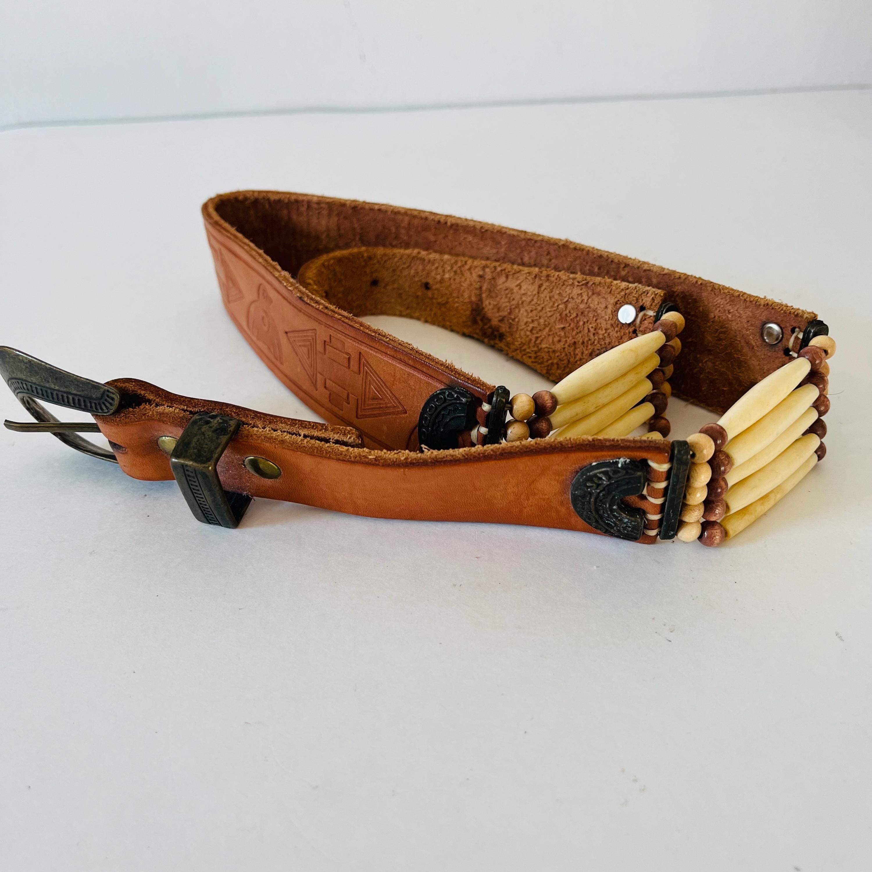 70s western leather belt - Gem