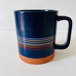 Vintage Pendleton Large Stripe Stoneware Coffee Cup Tea Mug 18oz