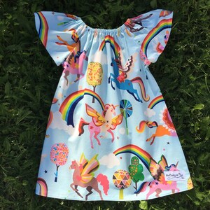Peasant Dress Tunic Dresses Sewfunky Pixie Dress Rainbow Pegasus Alicorn Unicorn Child&#39;s Dress
