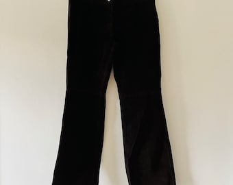 Vintage 1990's Skott's Suede Washable Brown Leather Pants Women's Size 10 Y2K Fashion
