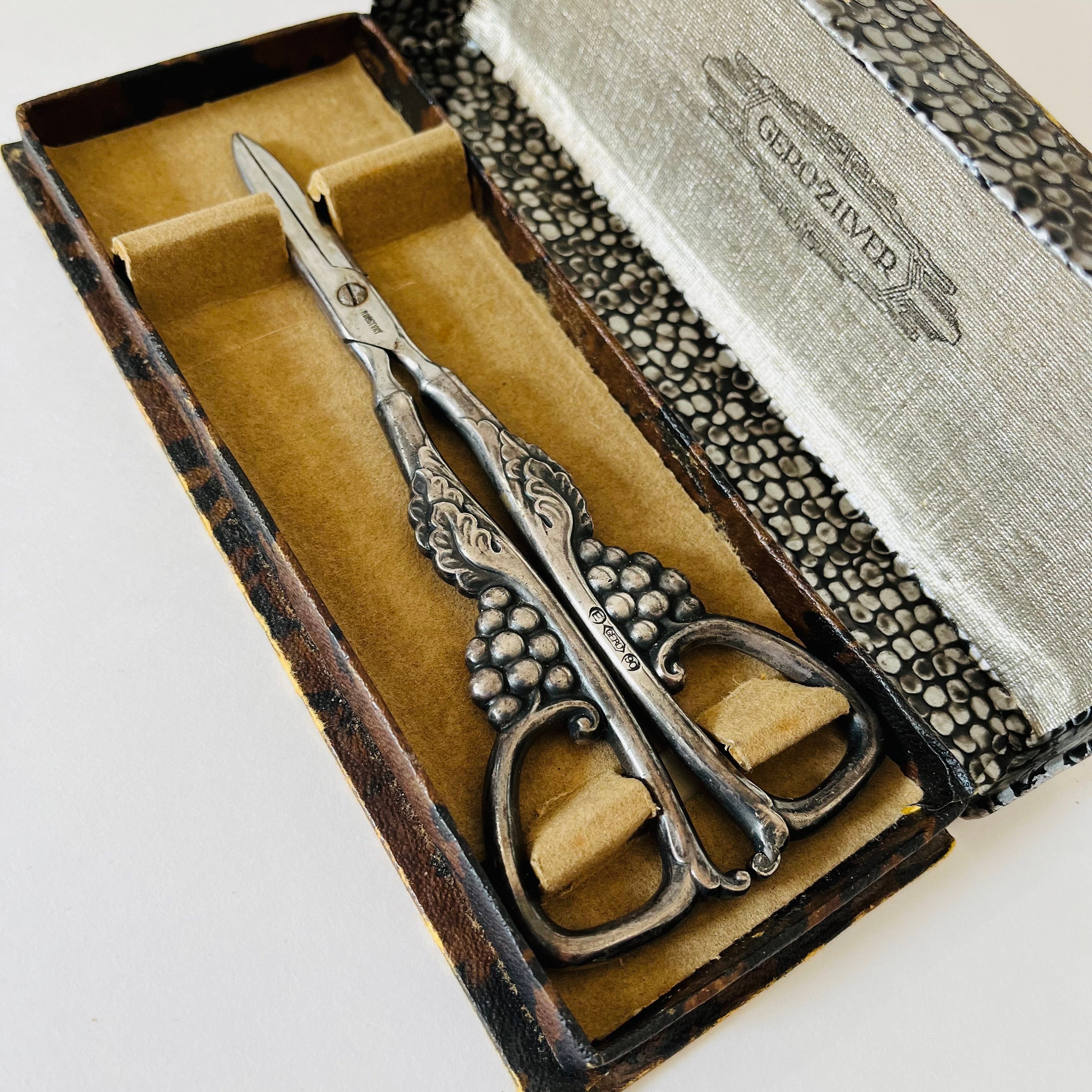 Vintage Gero Zilver Roestvrij Silver Plated Grape Scissors Shears in  Original Box 