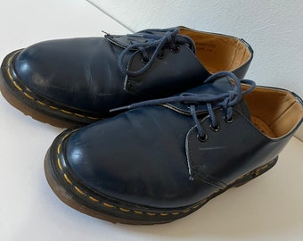 DM Vintage 1461 Doc Martens Airwair Navy Blue Shoes Made in England UK 4 EUR 37 or 9.54 inches