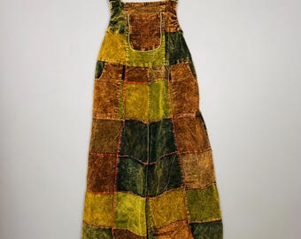 Vintage Patchwork Batik Boho Hippie Overalls Coveralls Made in Nepal Size S/M