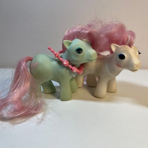 Vintage G1 My Little Pony MLP Beddy Bye Eyes Sleepy Baby Ponies Hasbro 1980s 80s Toys Cuddle with Rattle and Sundance 1986