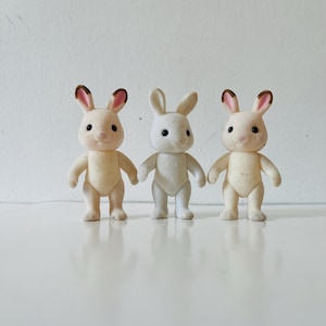 Vintage Sylvanian Calico Critters Lot of 3 Sweet Bunny Rabbits