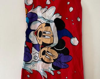 Funda de almohada vintage de los años 90 con temática invernal de Mickey Mouse, Minnie Mouse y el Pato Donald, tamaño estándar