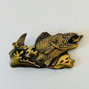 Vintage 1979 Limited Edition The Great American Chicago Buckle Co Solid Brass Bass Fish Fisherman Fishing Belt Buckle Made in USA