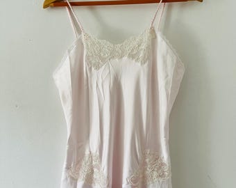 Vintage 1960's EatonNylon Pink Satin Princess Nightgown Nightie Slip Dress Night Dress Lingerie Peignoir Size Medium