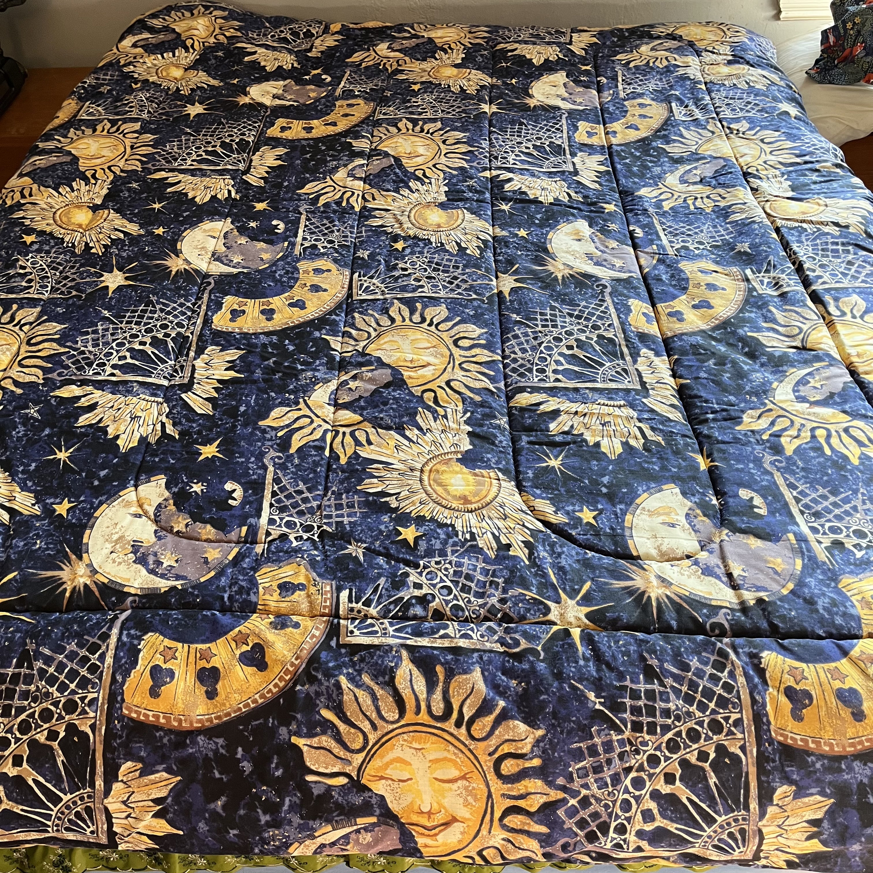 Vintage 90 s Celestial Sun Moon Star Reversible Navy Comforter Twin Etsy