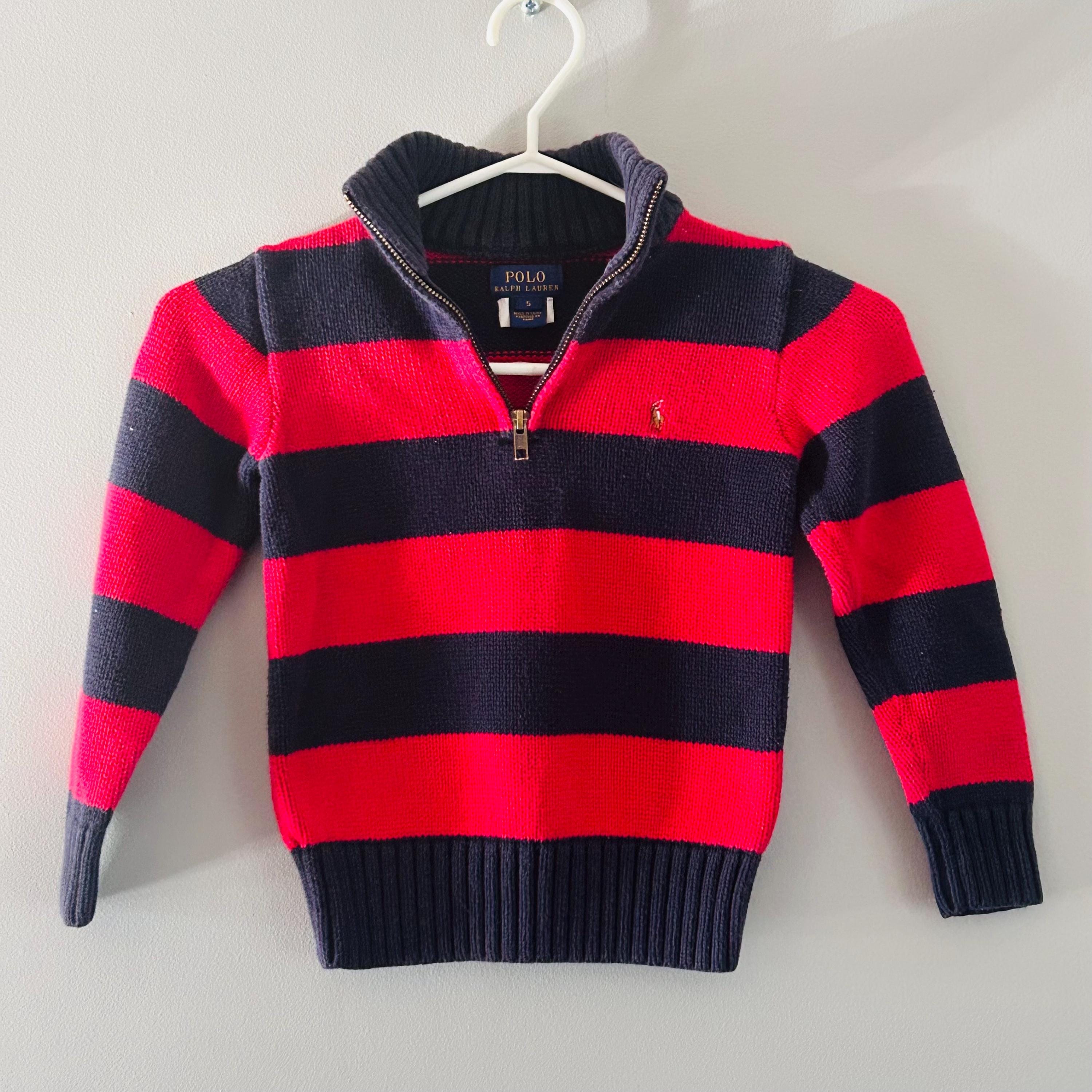 Vintage 90's Polo Ralph Lauren Knit Striped Pullover Quarter Zip