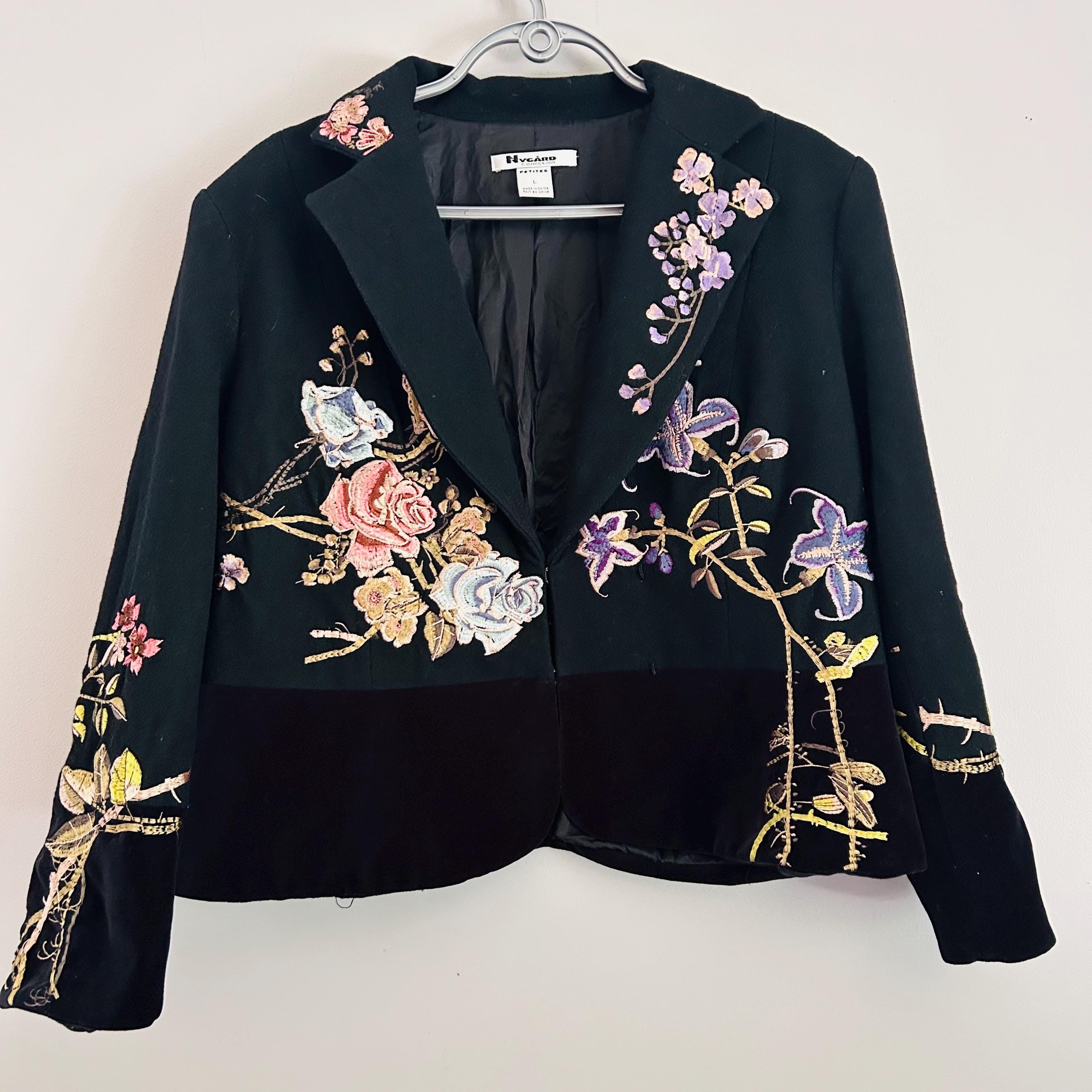 Floral Velvet Blazer - Etsy