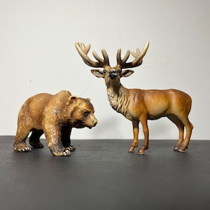 Schleich ours et cerf cerf PVC figurines animales animaux de jeu imaginaires jouets vintage animaux en plastique Diorama
