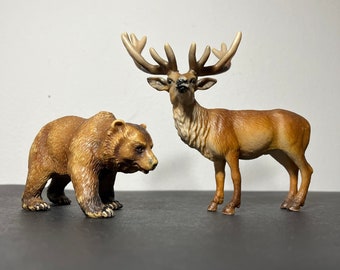 くま様確認用 シュライヒ クマとシカ 雄鹿 PVC 動物フィギュア 想像上の遊び動物