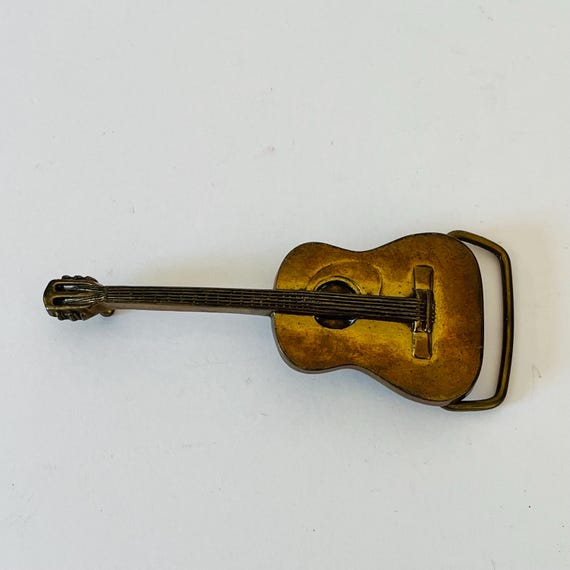 Vintage 1978 Baron Buckles Solid Brass Classic Guitar Belt Buckle