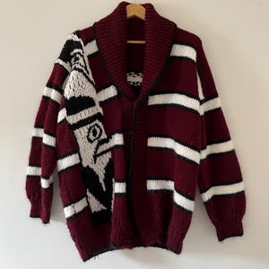 見事な創造力 Vintage 1960s Curling Style Cowichan TRICOT MON 1970s カーディガン