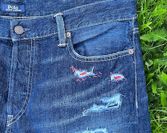 Vintage 1990's Polo Ralph Lauren Patchwork Distressed Patched