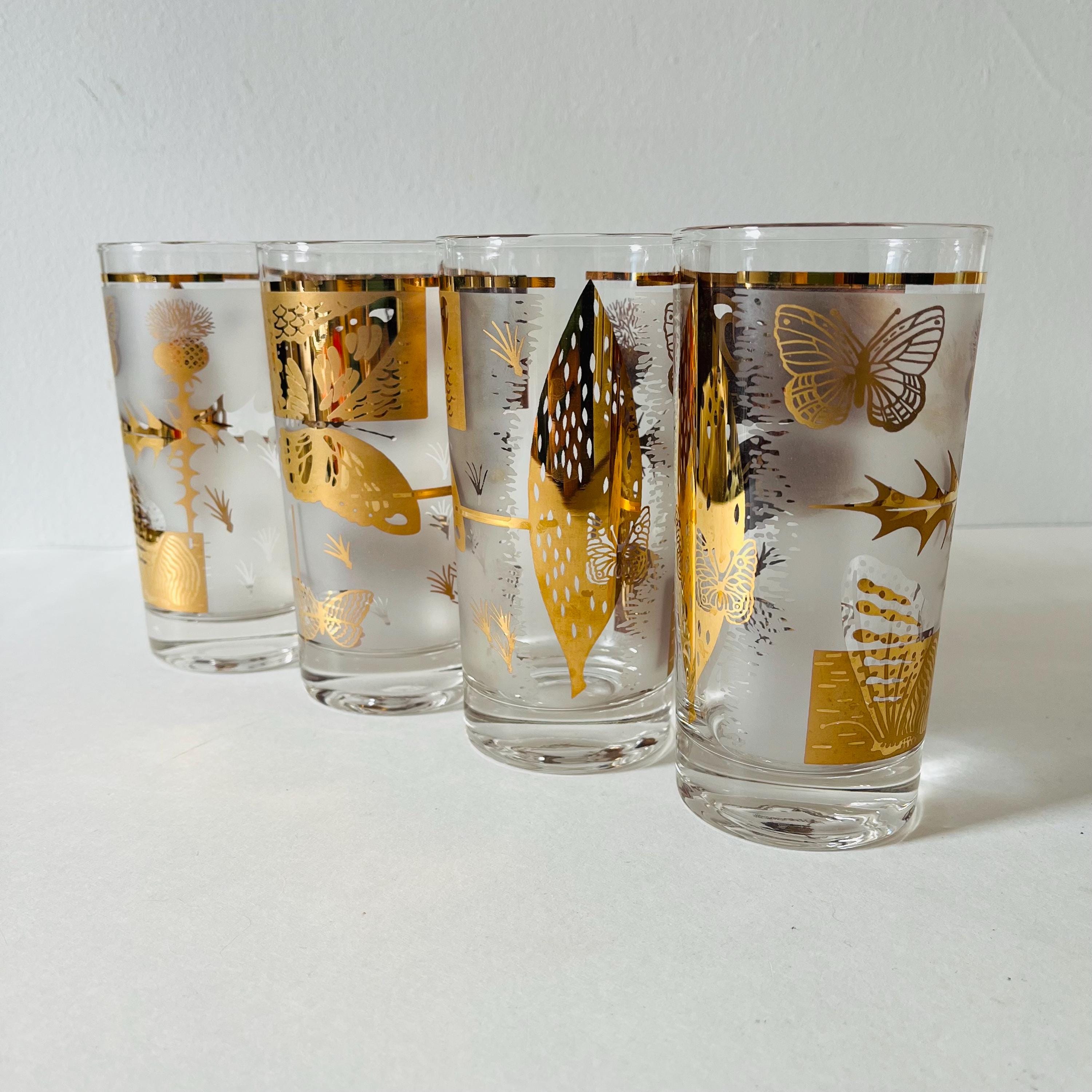 Vintage MCM Fred Press Butterfly & Thistle 22K Gold Frosted Hi