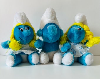 Smurf Plush Vintage Peyo 1981 Smurfette and Smurf by Ganz Bros