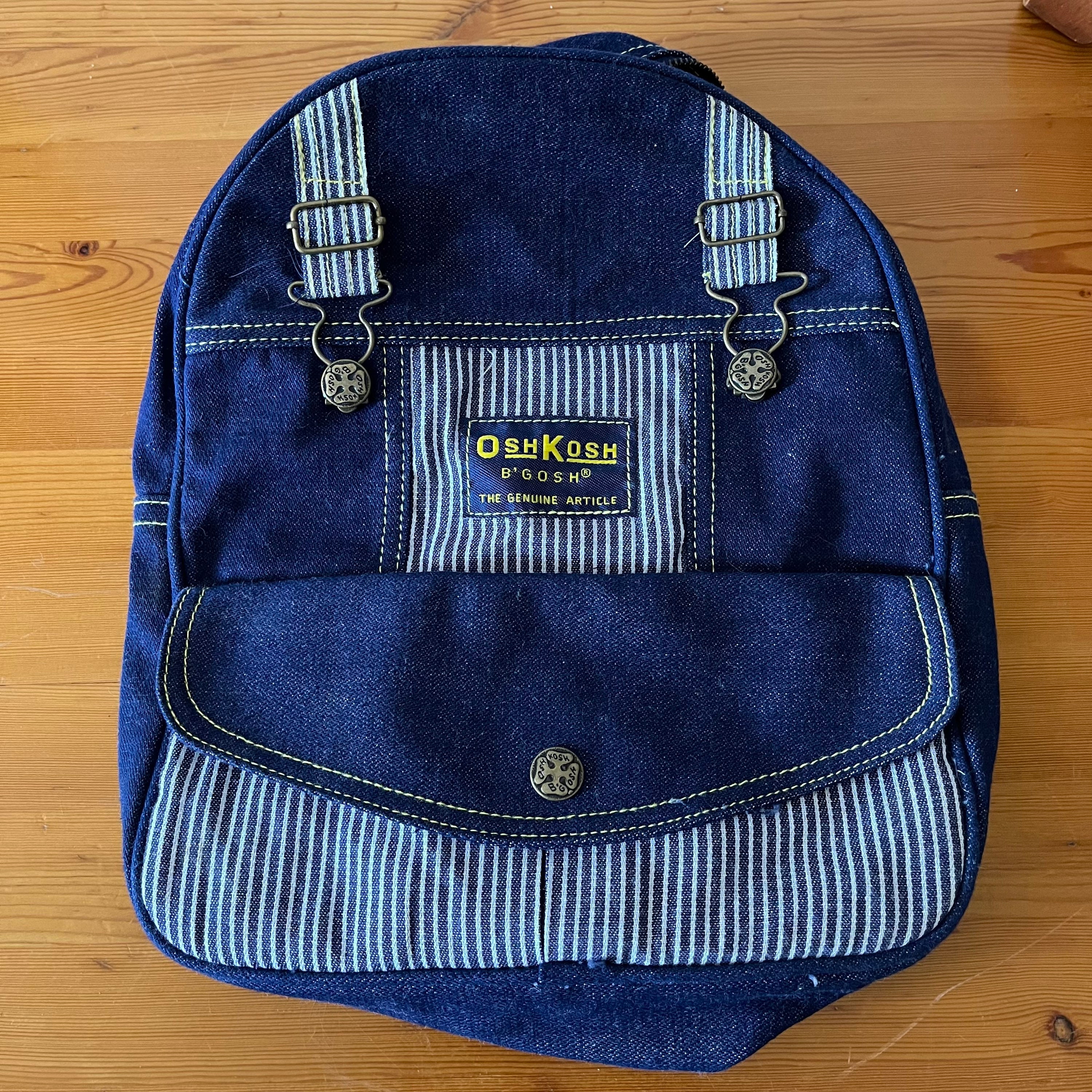 Vintage Oshkosh Bgosh Mini Denim Backpack With Railroad 