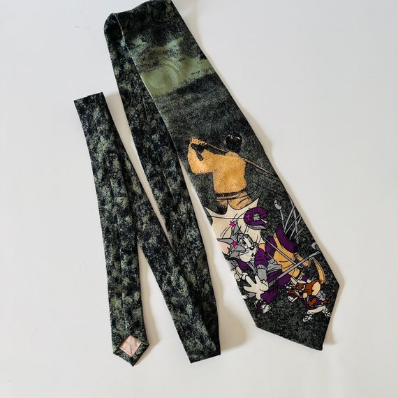 Vintage 1994 Lakeside Apparel Turner Entertainment Tom and Jerry Golf Golfing Tie 100 Percent Silk Tie Neck Tie