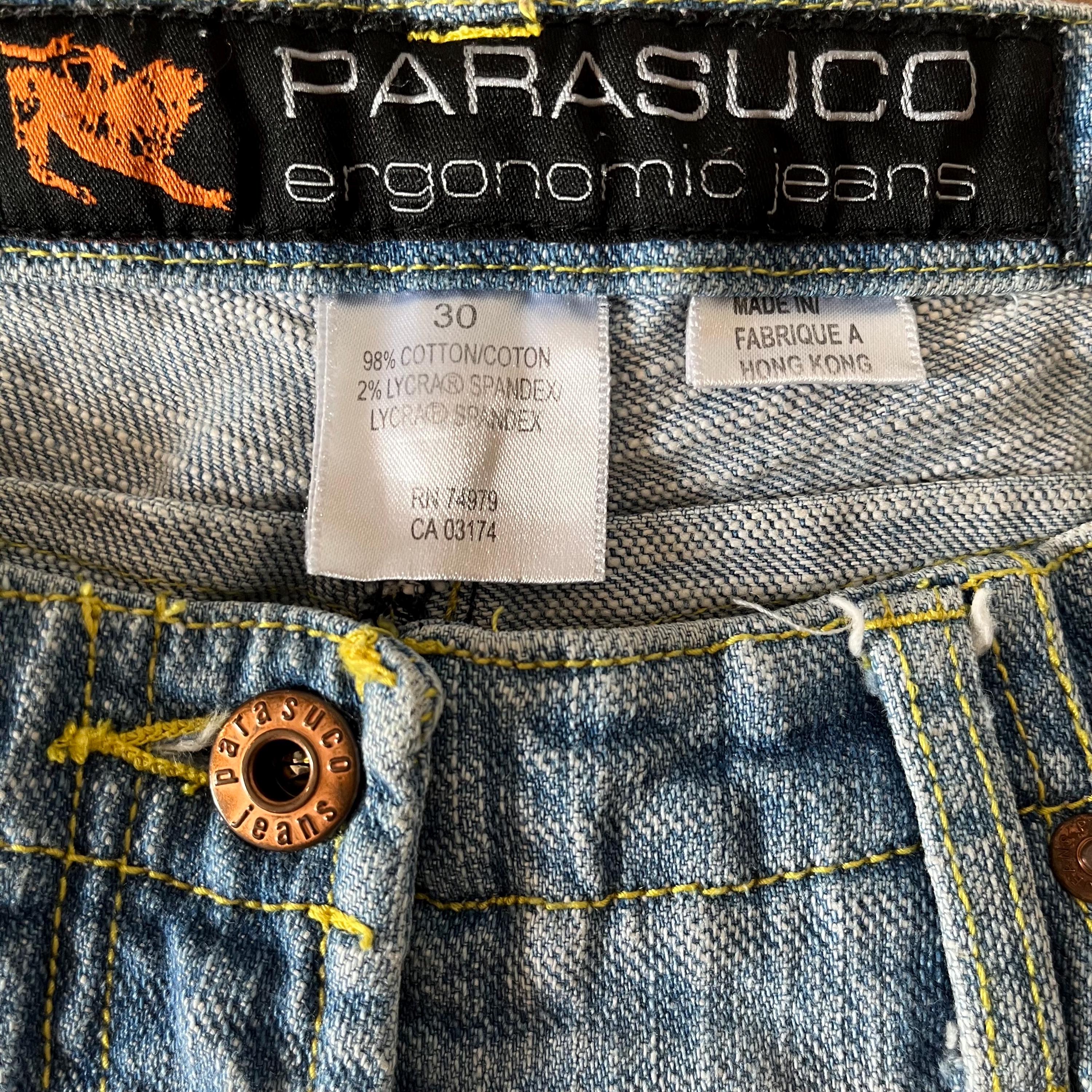 Vintage 90's Parasuco Ergonomic Wide Leg Flare Denim Jeans With