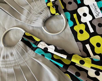 Sewfunky Designer Midwifery Weigh Sling Groovy Guitars on Gray Organic Cotton Twill Midwife Gift