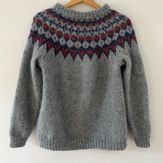 Vintage Hand Knit 100% Lopi Wool Icelandic Sweate… - image 5
