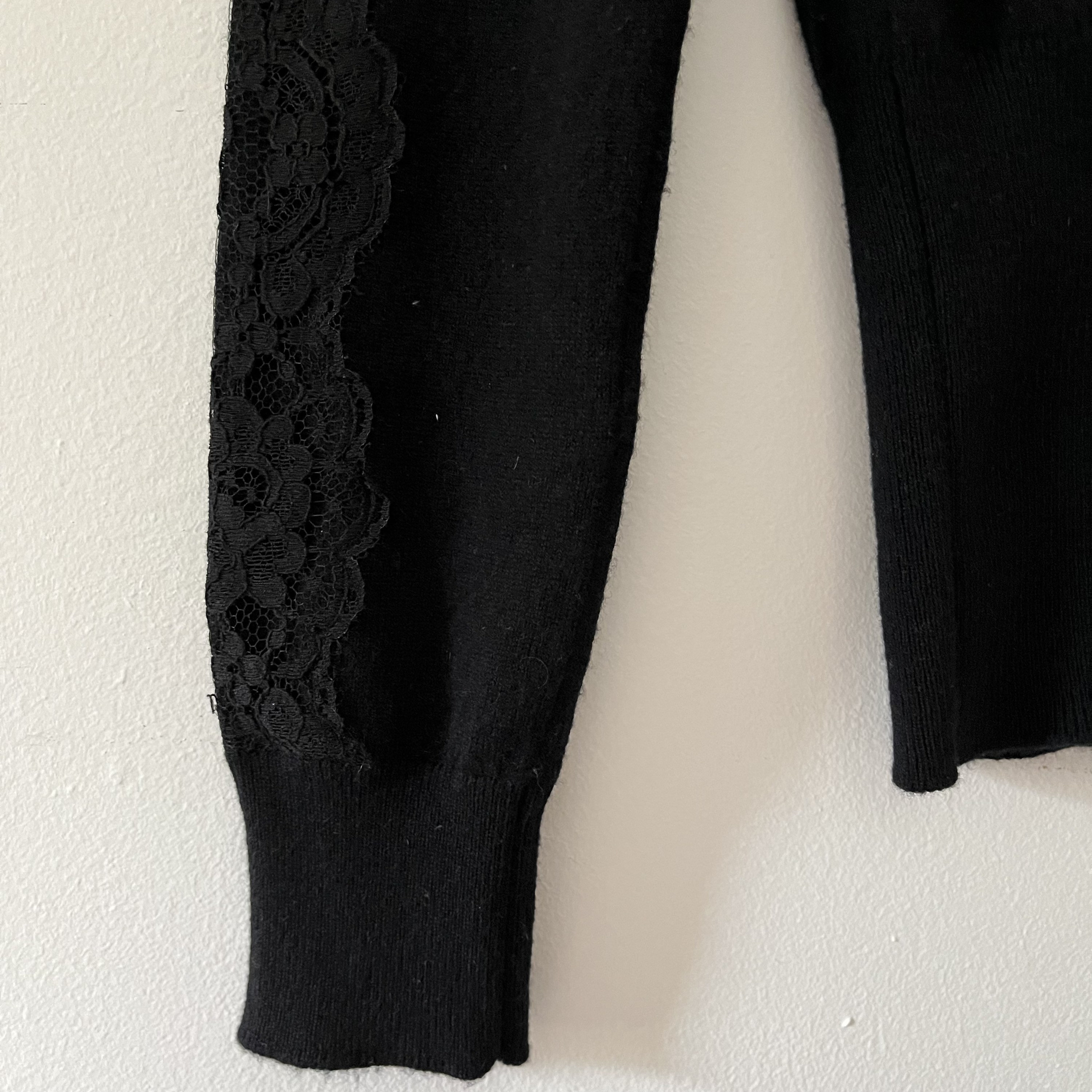 Vintage DOLCE & GABBANA Black 100% Cashmere and Lace Knit Back