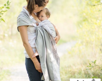 Baby Sling Baby Carrier Sewfunky Designer Adjustable Ring Sling Silverbirch Birch Tree on Cloud Grey Organic Cotton Twill Baby Shower Gift