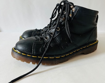 Vintage Doc Martens 8088 Rare Ankle Boots UK Size 9 Made in England 8 Hole Black Boots DM Boots Dr Martens Docs 90's Fashion