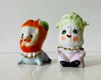 ヴィンテージ 1950年代 ミッドセンチュリーモダン PAL MAR 擬人化野菜 ベビーレタス＆赤ピーマン ソルト＆ペッパーシェーカー 日本製