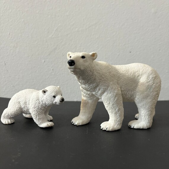 Schleich Polar Bear and Cub Animal Figurines Imaginary Play Animal
