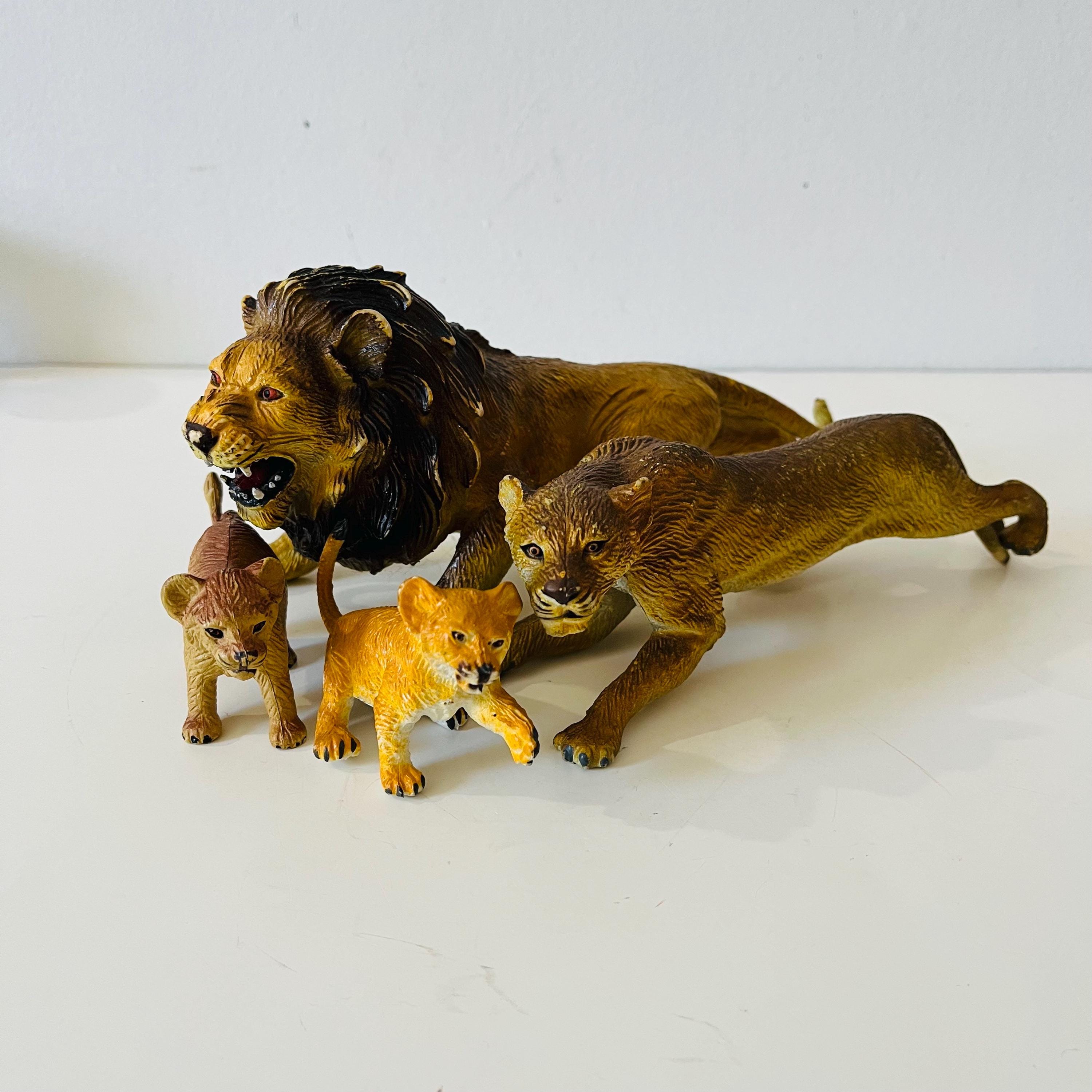 Vintage 1980's AAA Toys Rubber Lion Family Lion Lioness Two Cubs