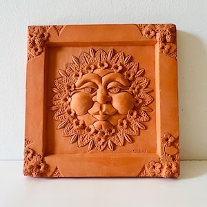 Vintage 1990s Celestial Sun Stone Wall Hanging Art Y2K Decor Whimsigoth Fairycore Witchy by Oasis 8 x 8 inches