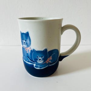 Vintage 1980&#39;s Otagiri Cats and Kittens Coffee Cup Tea Mug Speckled Stoneware Made in Japan Cat Person Gift 8oz