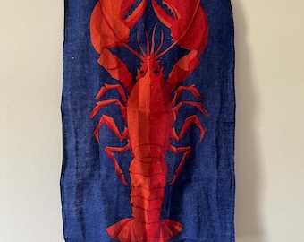 Strofinaccio da cucina vintage Ulster Weavers con aragosta in lino irlandese, prodotto in Irlanda, souvenir tessile in lino.