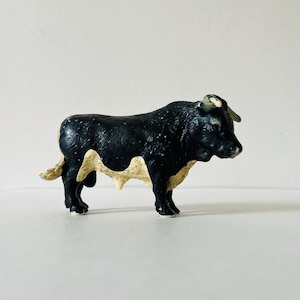 Vintage Schleich Schwarz und Weiß Stier Kuh Tiere auf dem Bauernhof Imaginäres Spiel Kunststoff Spielzeug Kuh Tierfigurine